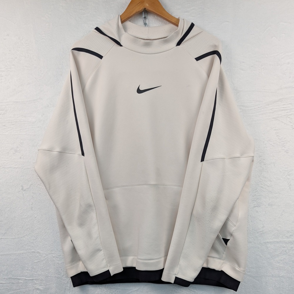 Nike Hoodie Mens XXL Sail White Dri-FIT Tech Fleece Training Boxy Pro Athleisure